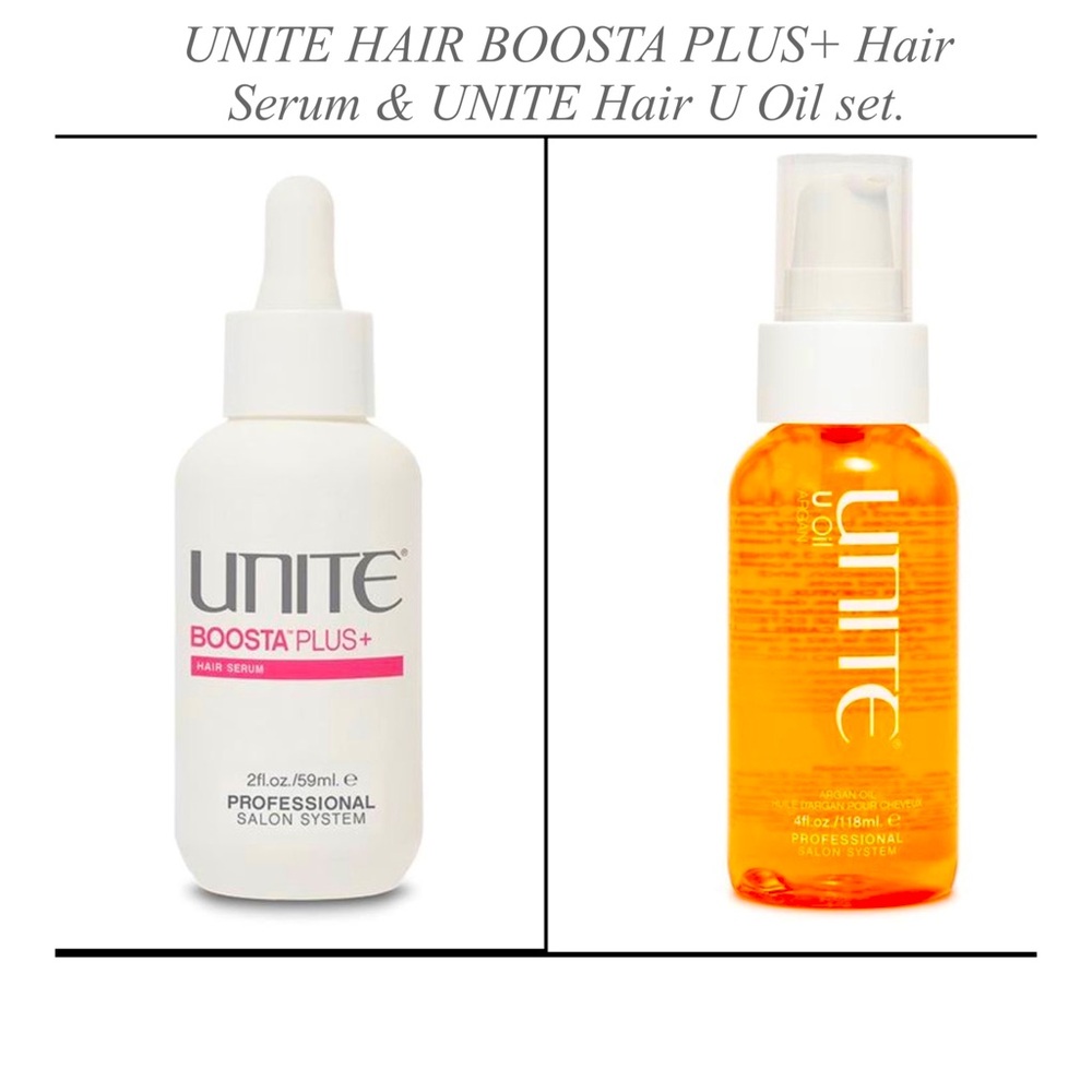 UNITE HAIR BOOSTA PLUS+ Hair Serum & UNITE Hair U Oil set.